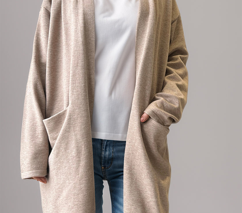 Open Front Long Sleeve Cardigan with Pockets