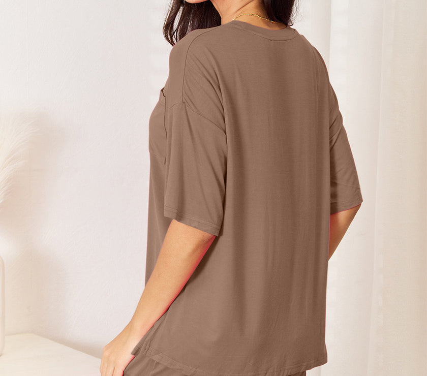 Basic Bae Full Size Soft Rayon Half Sleeve Top and Shorts Set