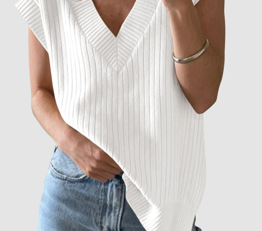 Mandy Ribbed V-Neck Sweater Vest