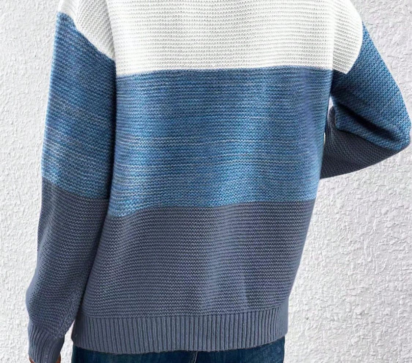 Color Block Drop Shoulder Long Sleeve Sweater