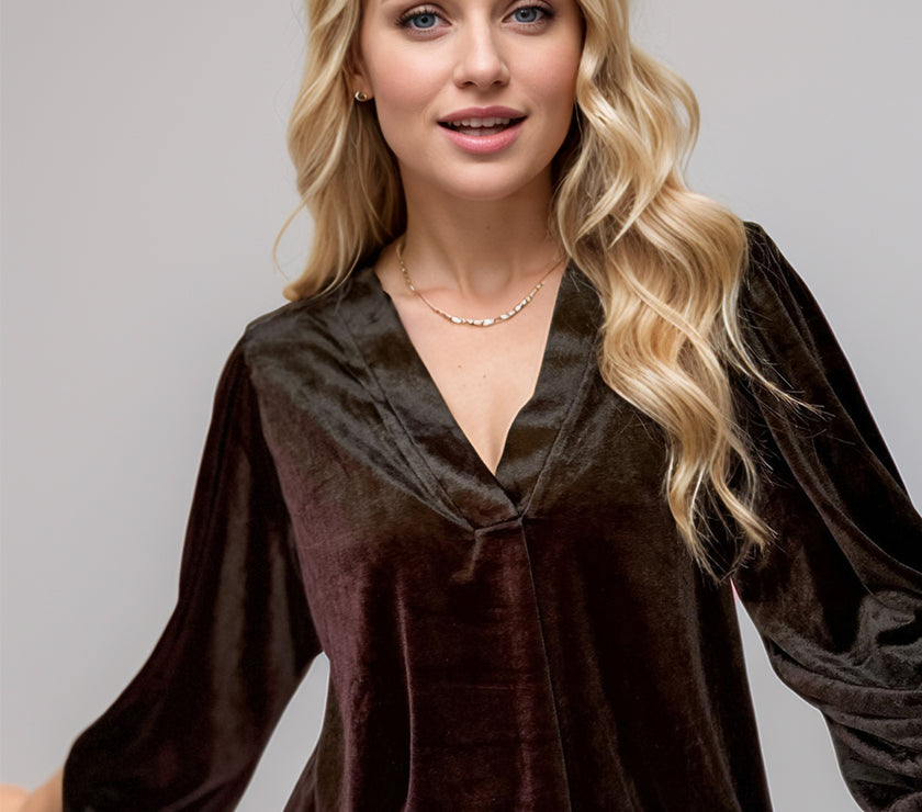 V-Neck Three-Quarter Sleeve Blouse