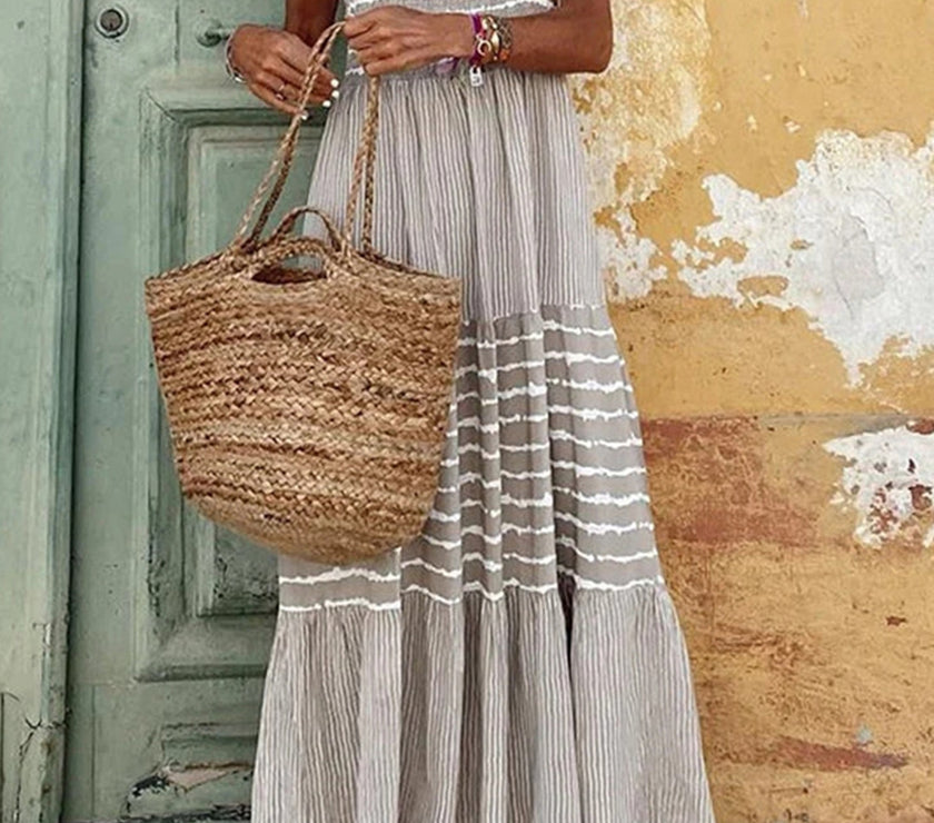 Tiered Striped Sleeveless Cami Dress