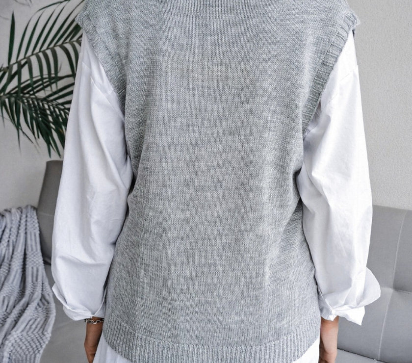 Openwork V-Neck Sweater Vest