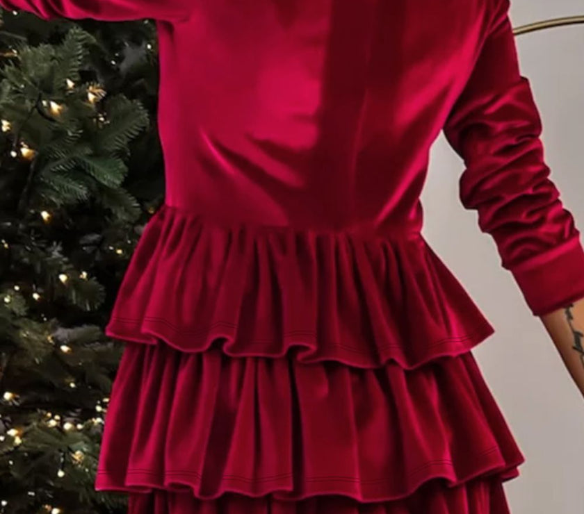 Ruffled Layered Long Sleeve Mini Dress