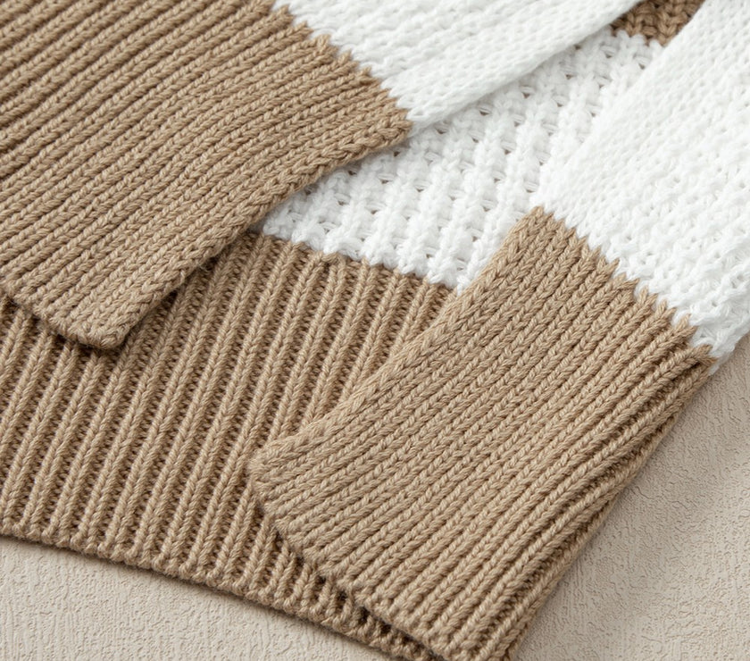 Color Block Round Neck Sweater