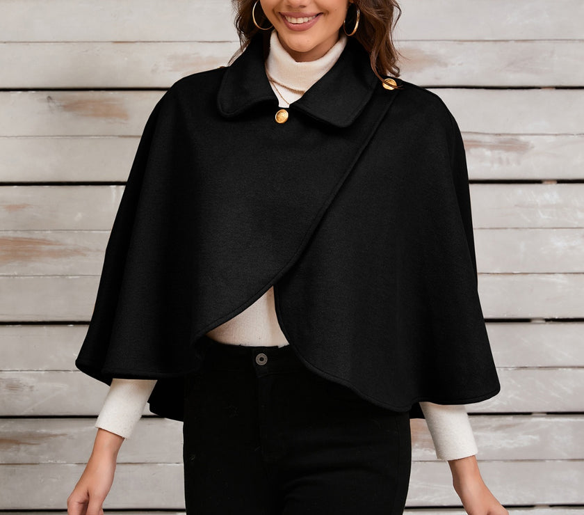 Collared Neck Cropped Cape