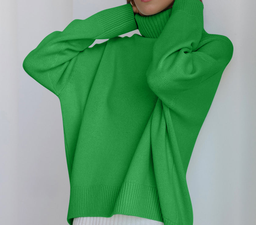 Basic Bae Turtleneck Dropped Shoulder Long Sleeve Sweater