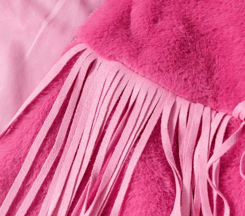 Fringed Zip Up Fleece Jacket