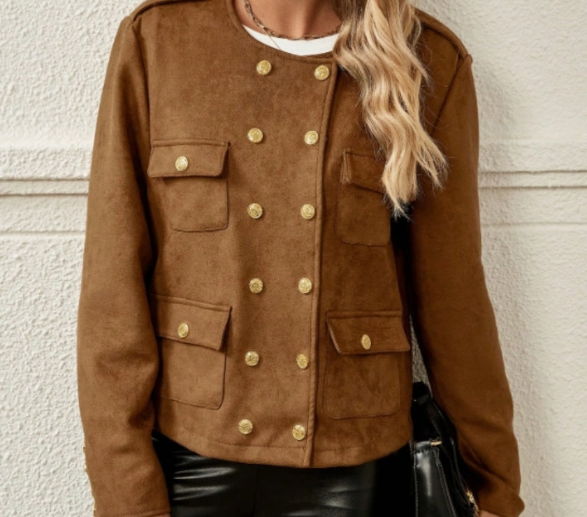 Snap Down Round Neck Jacket