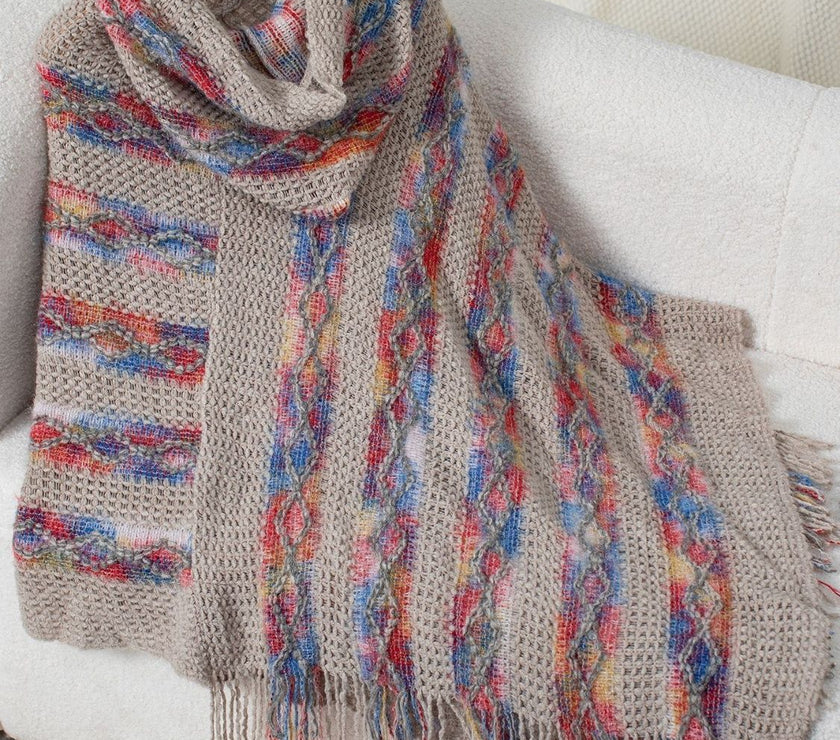 Fringe Contrast Hooded Poncho