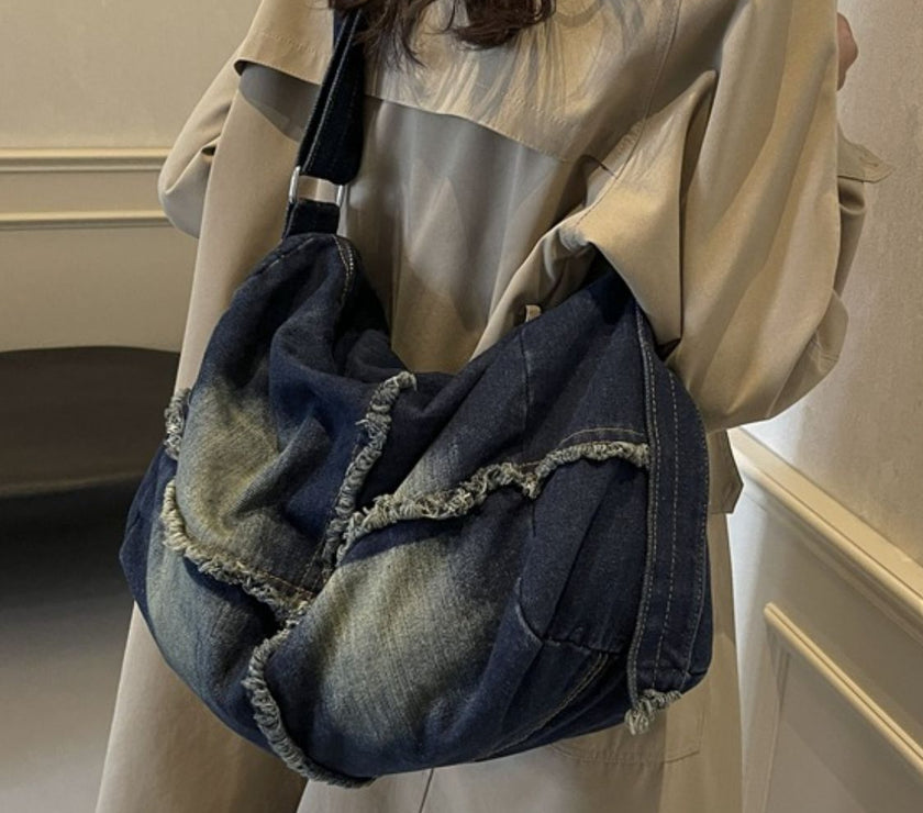 Raw Hem Gradient Crossbody Bag