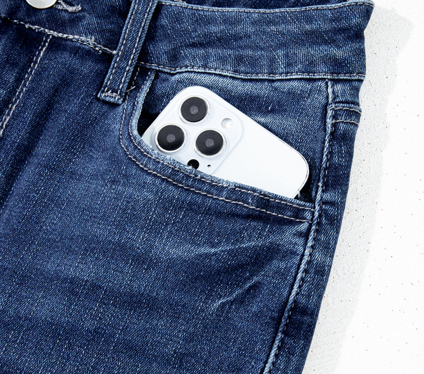 Sail Blue Mineral Wash Raw Hem High Waist Flared Jeans