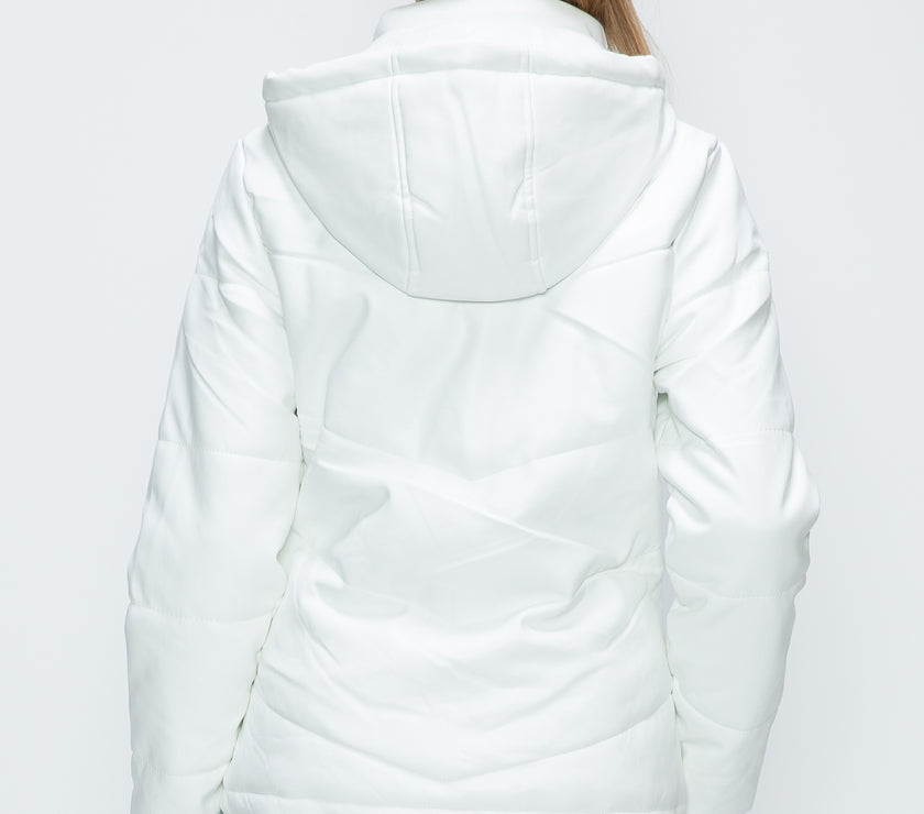 How Dare U Pocketed Zip Up Puffer Jacket with Removable Hood