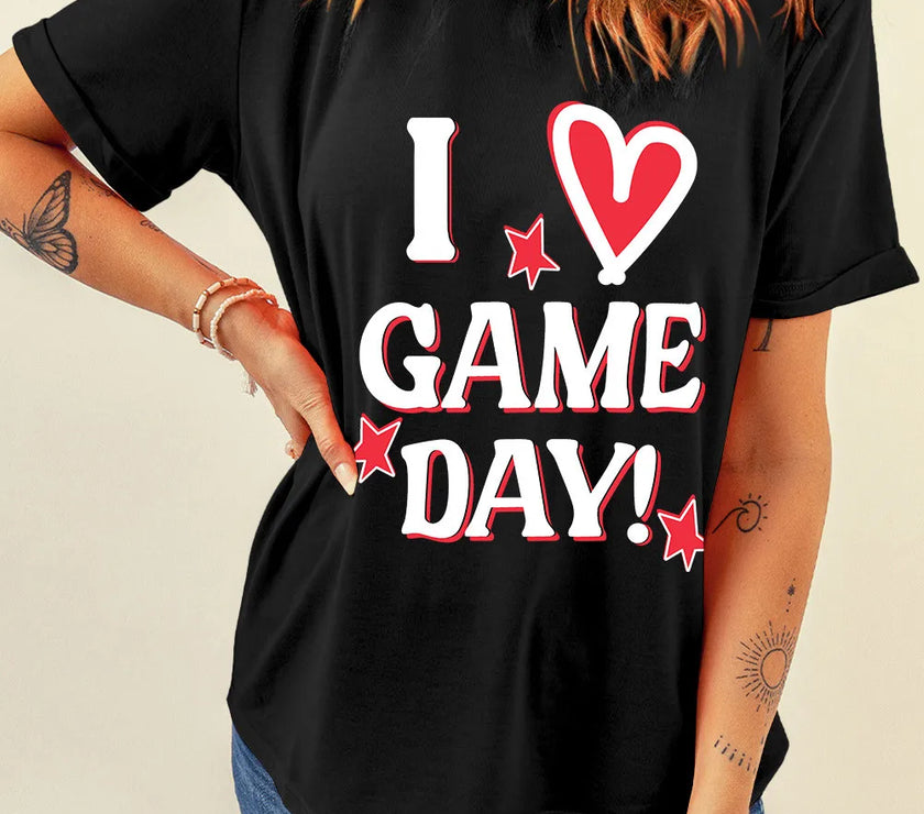 Letter Graphic Round Neck Short Sleeve T-Shirt