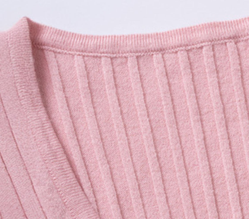 Half Button Scoop Neck Short Sleeve Knit Top