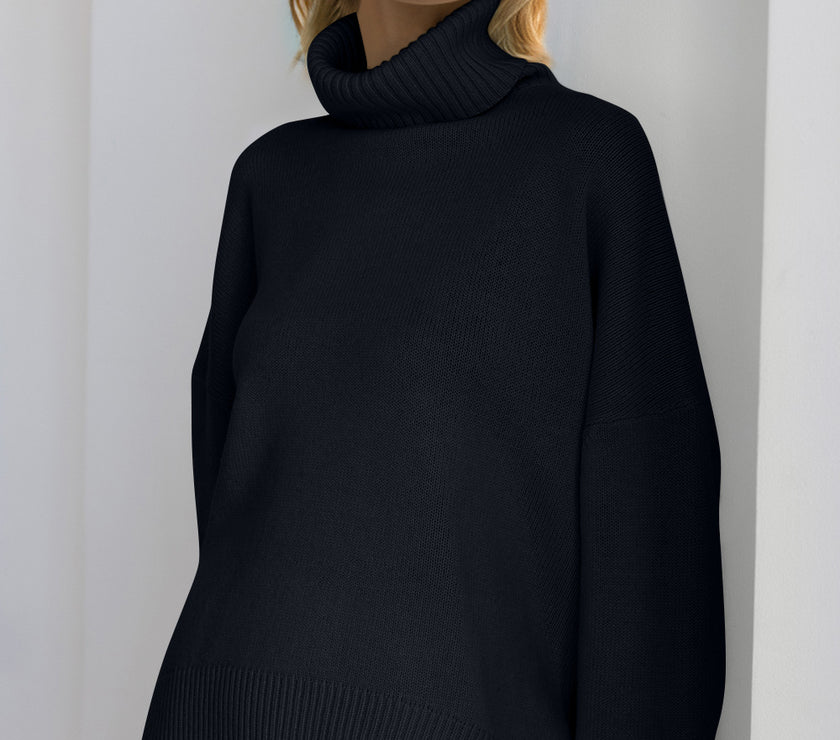 Basic Bae Turtleneck Dropped Shoulder Long Sleeve Sweater