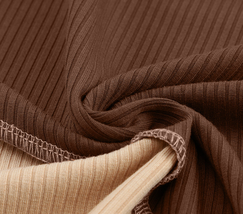 Exposed Seam Contrast Round Neck Long Sleeve T-Shirt