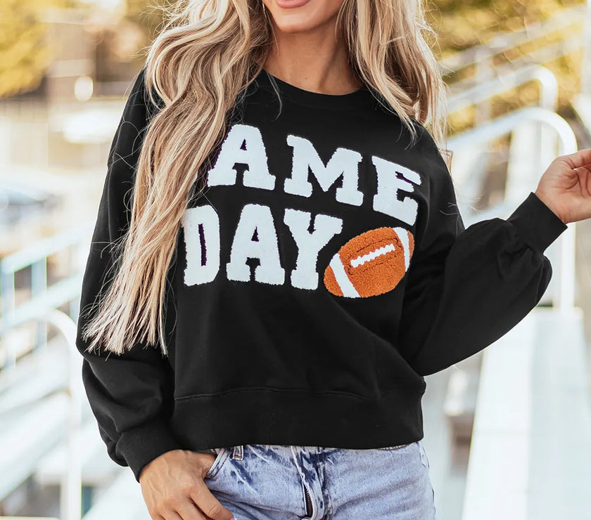 GAME DAY Round Neck Long Sleeve Sweatshirt