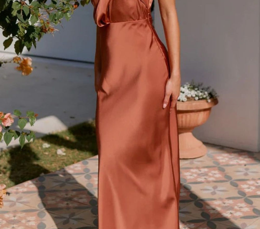 One Shoulder Sleeveless Maxi Dress