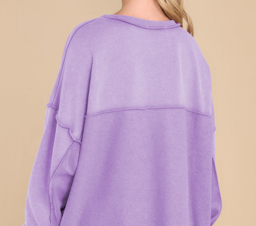 Exposed Seam Long Sleeve Sweatshirt