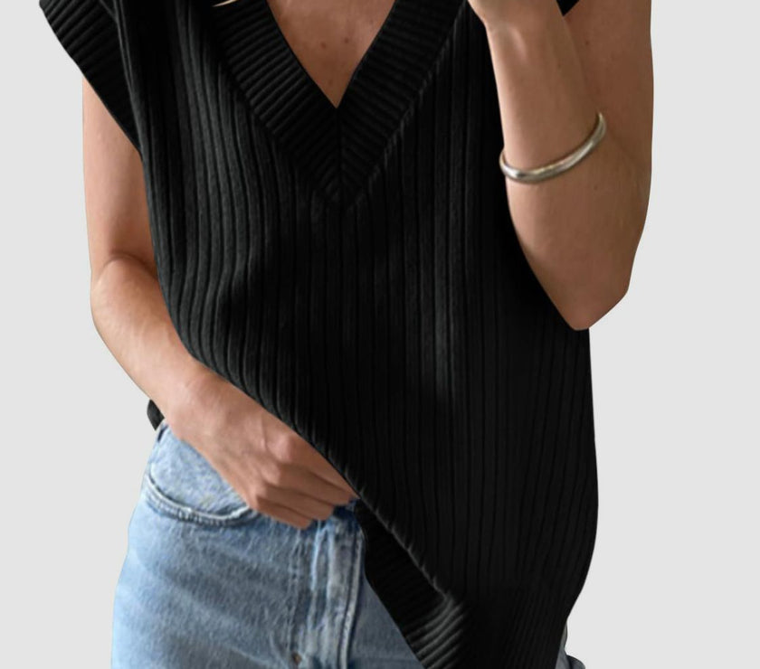 Mandy Ribbed V-Neck Sweater Vest