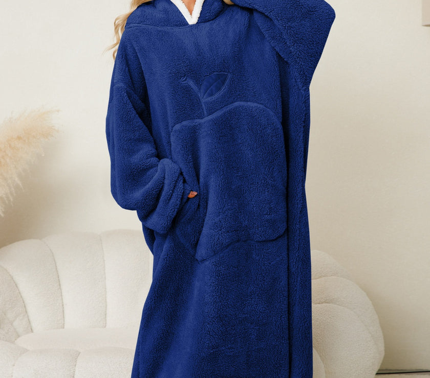 Pocketed Contrast Long Sleeve Hooded Lounge Dress
