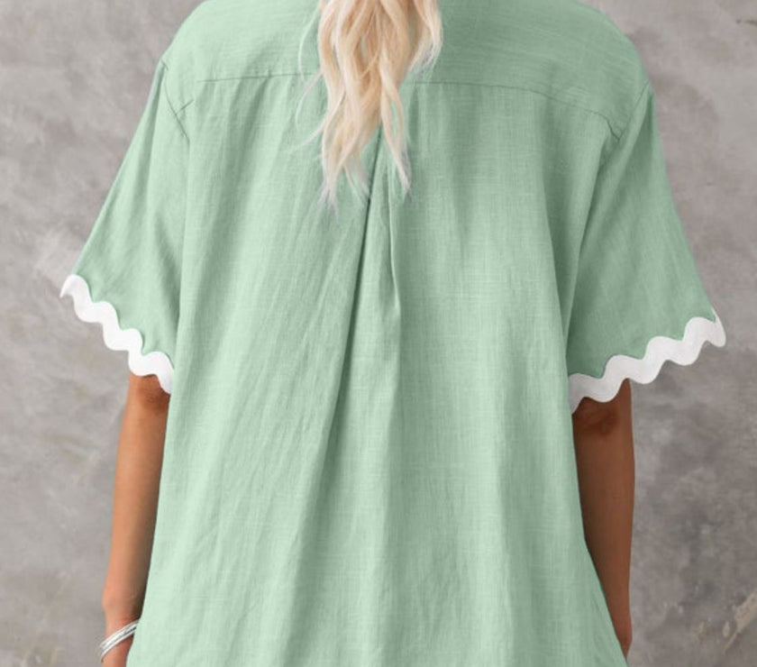 Contrast Trim Half Sleeve Top and Shorts Set