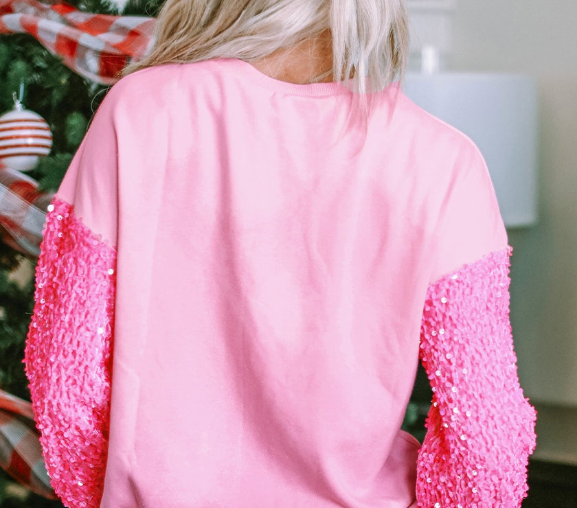 LOVE Heart Sequin Dropped Shoulder Sweatshirt