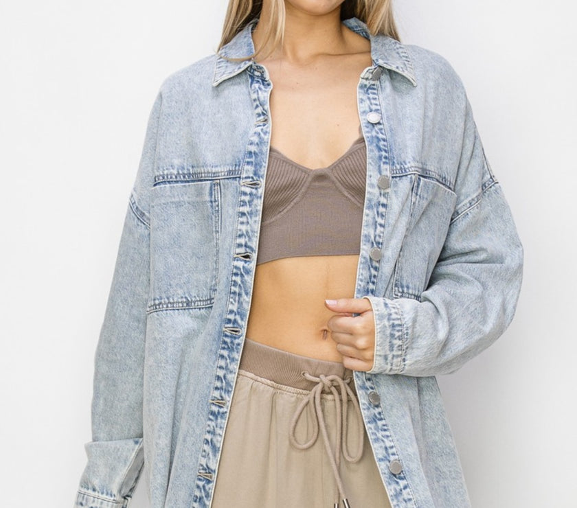 RISEN Button Up Long Sleeve Shacket