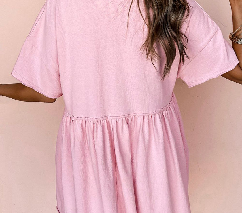 Round Neck Half Sleeve Mini Dress