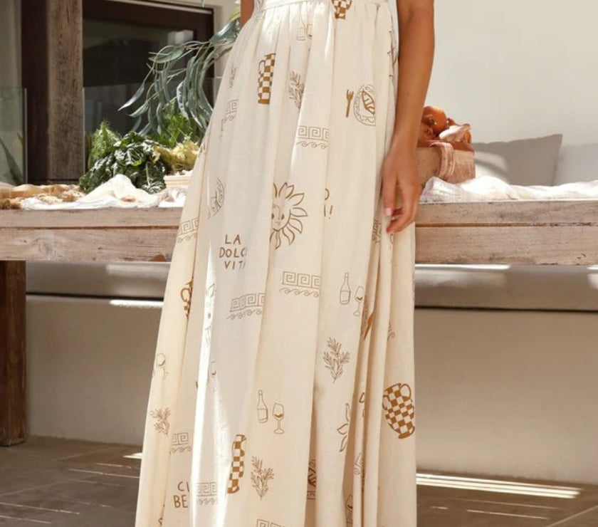 Printed Square Neck Maxi Cami Dress