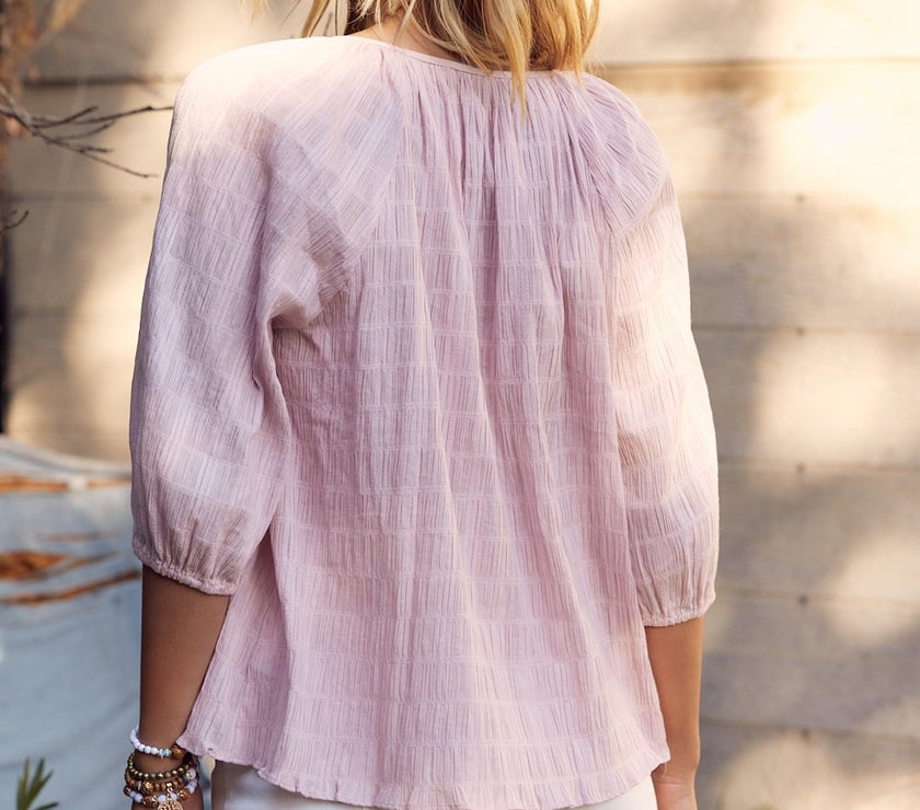 In February Textured Tie Neck Blouse