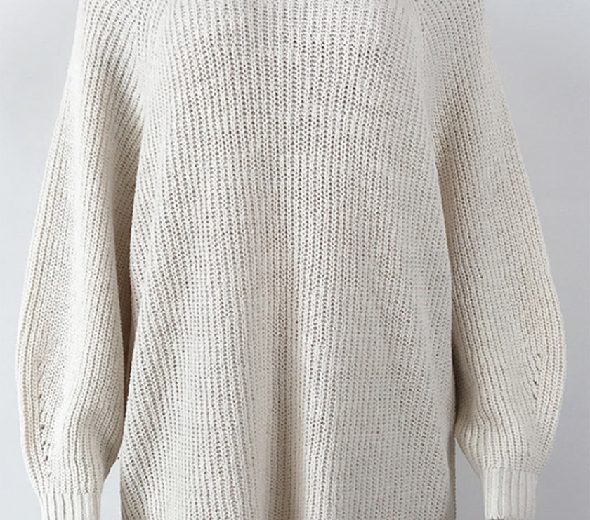 Mock Neck Dropped Shoulder Sweater Dress