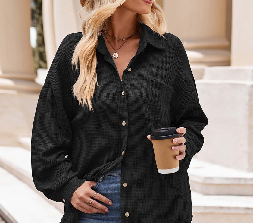 Mandy Collared Neck Dropped Shoulder Shirt