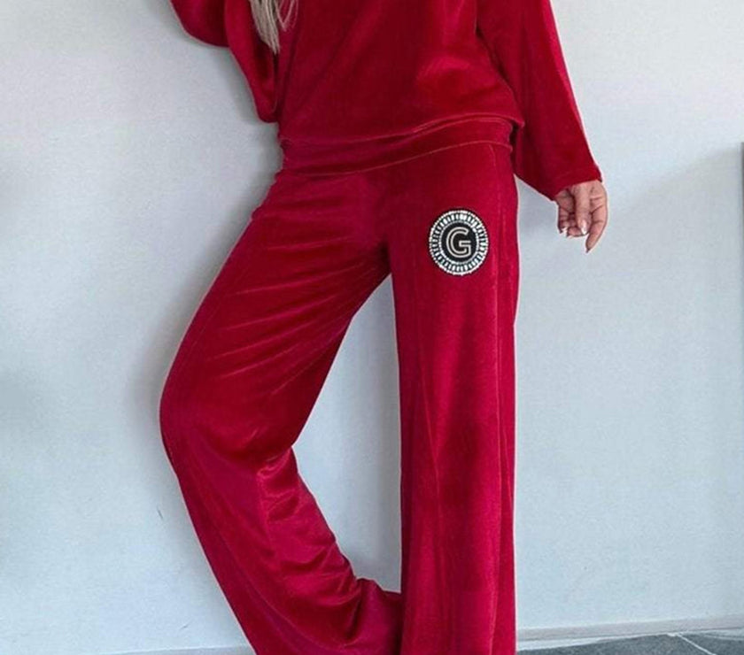 Full Size Boat Neck Long Sleeve Top and Pants Set