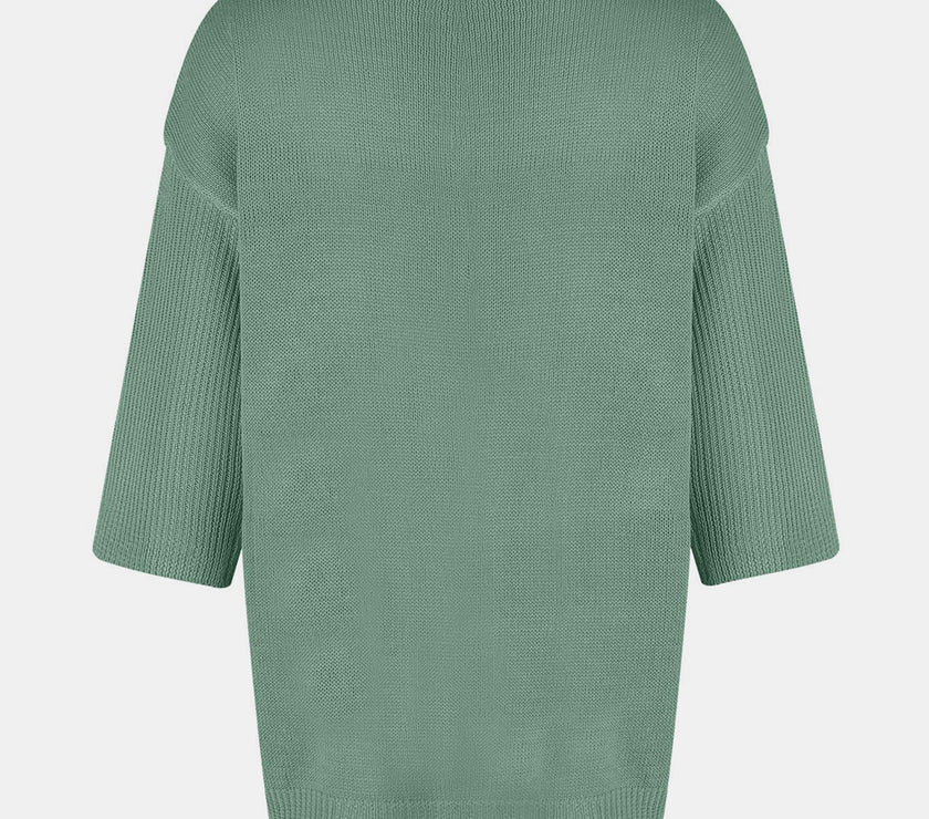 V-Neck Three-Quarter Sleeve Knit Top