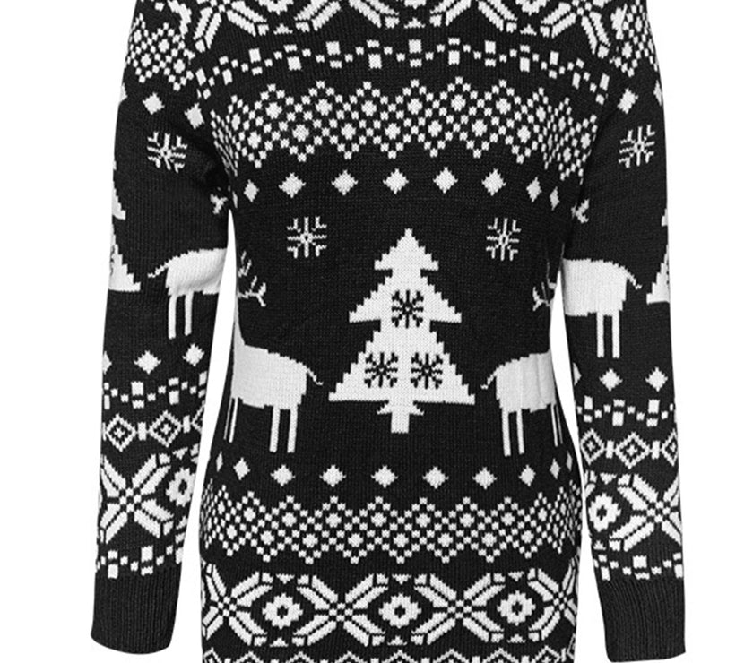 Christmas Element Round Neck Mini Sweater Dress