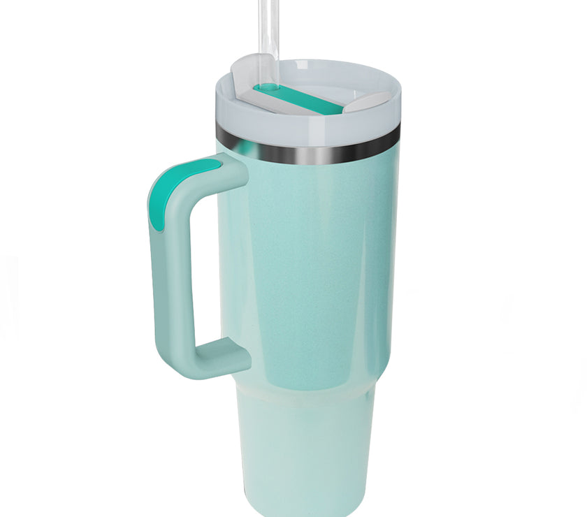 Stainless Steel Tumbler with Handle and Straw