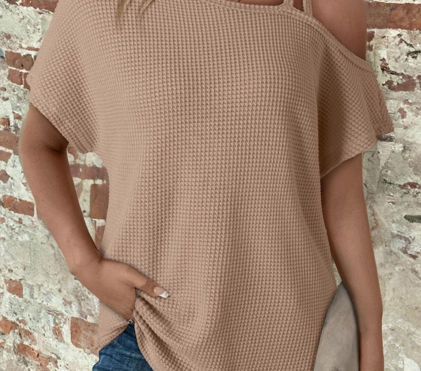 Asymmetrical Neck Short Sleeve T-Shirt