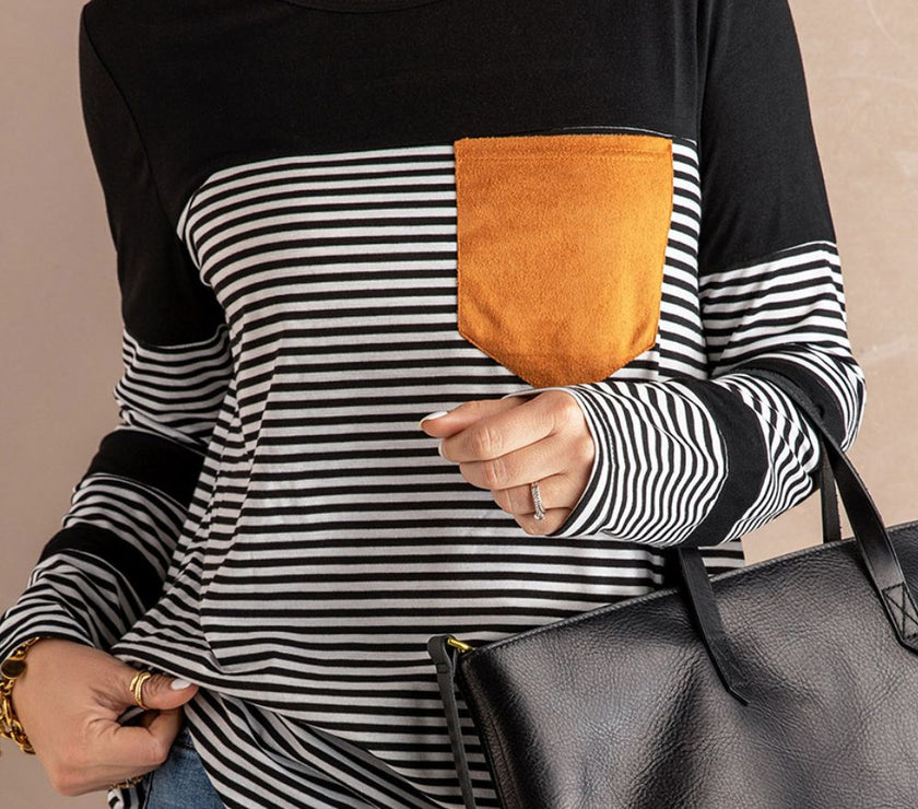 Striped Round Neck Long Sleeve T-Shirt