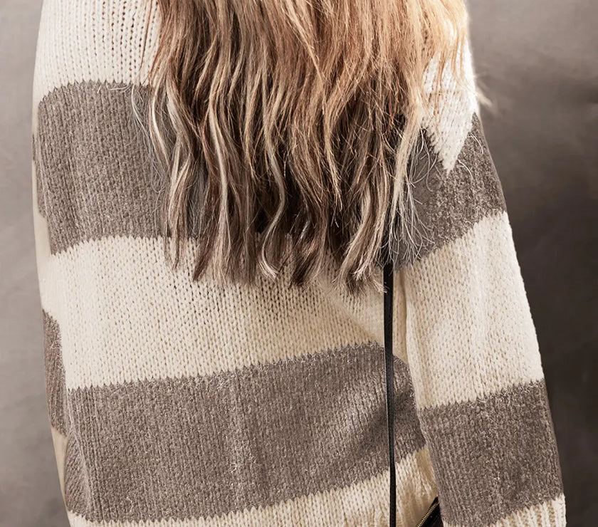 Color Block Round Neck Sweater