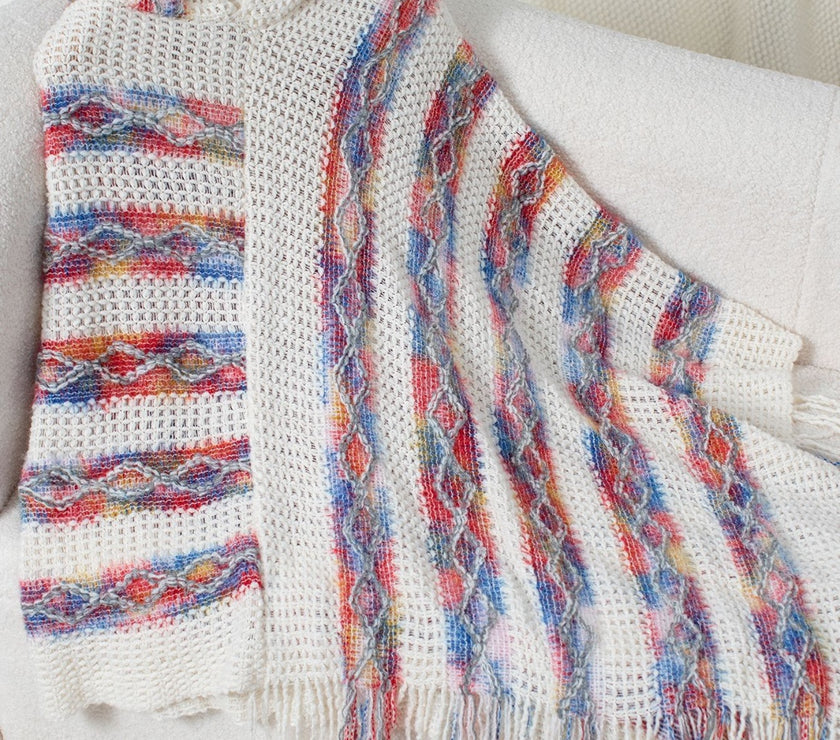 Fringe Contrast Hooded Poncho