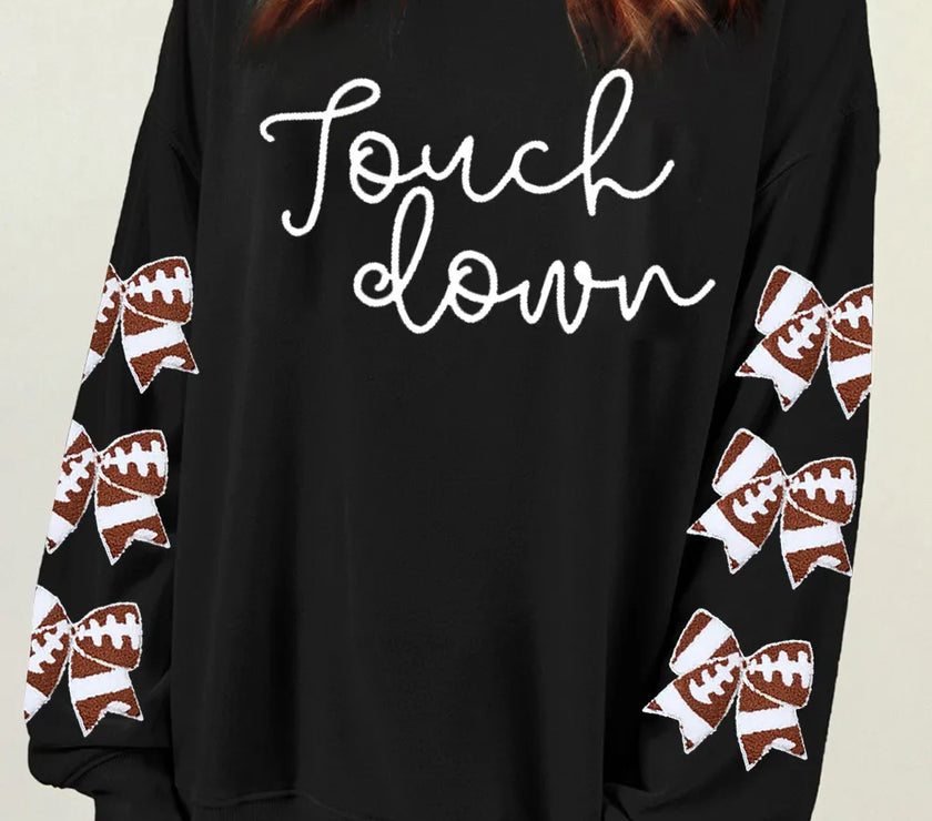Letter Graphic Bow Long Sleeve Sweatshirt