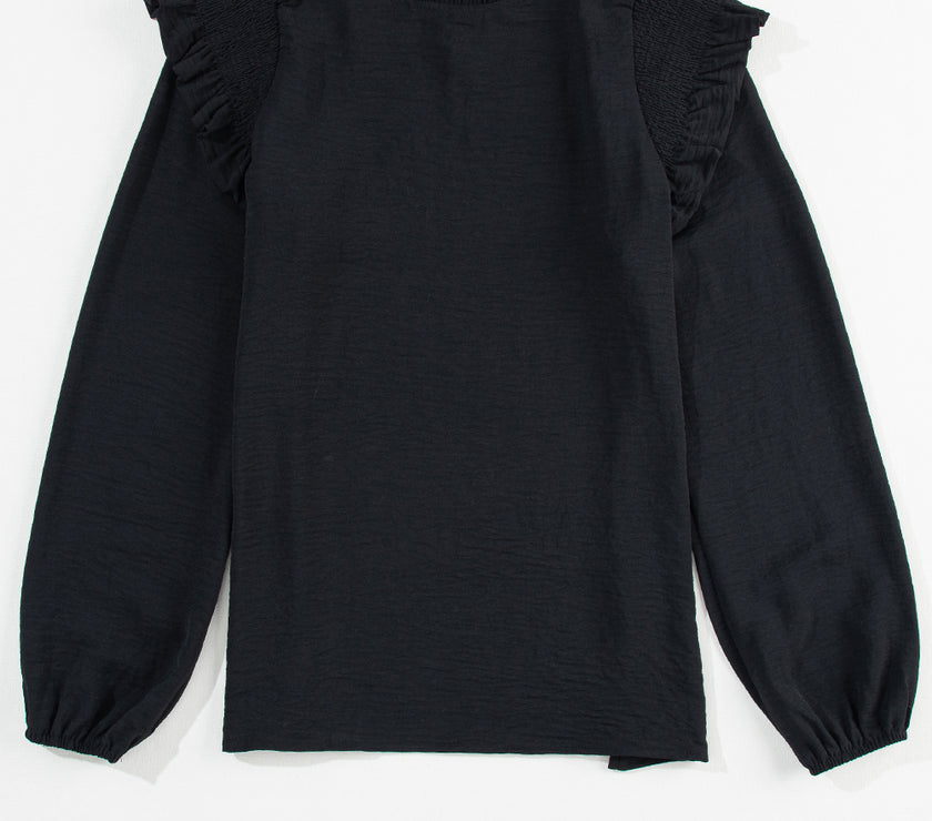 Frill Mock Neck Ruffled Balloon Sleeve Blouse