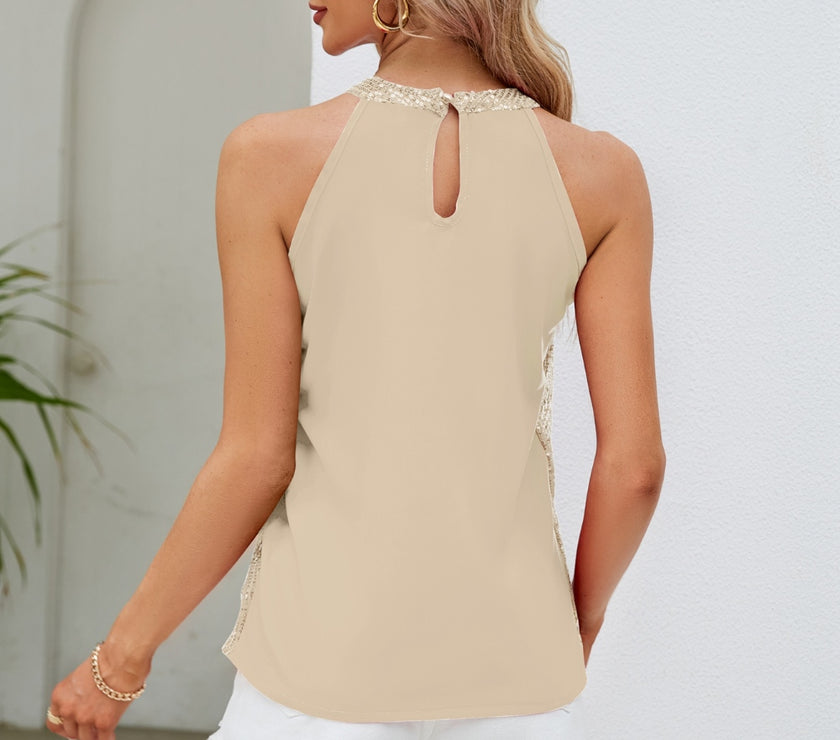 Sequin Grecian Neck Tank