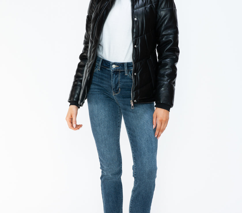 Snobbish Pocketed Zip Up Turtleneck Puffer Jacket