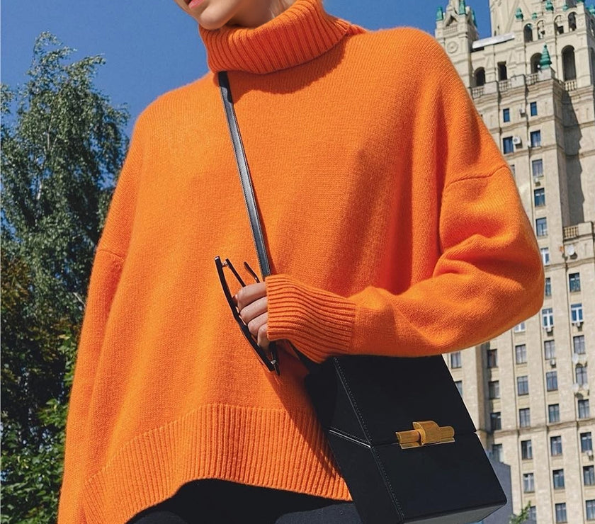 Basic Bae Turtleneck Dropped Shoulder Long Sleeve Sweater