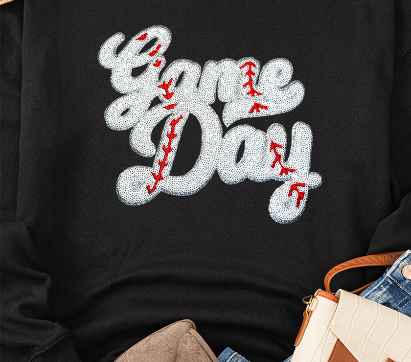 Letter Graphic Round Neck Long Sleeve Sweatshirt