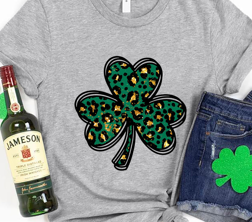 Lucky Clover Round Neck Short Sleeve T-Shirt