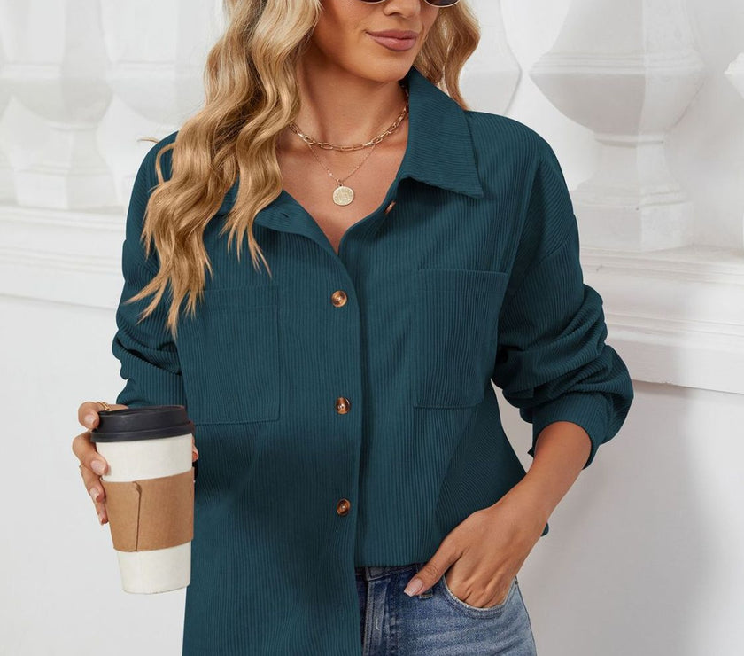 Button Up Long Sleeve Shirt with Breast Pockets